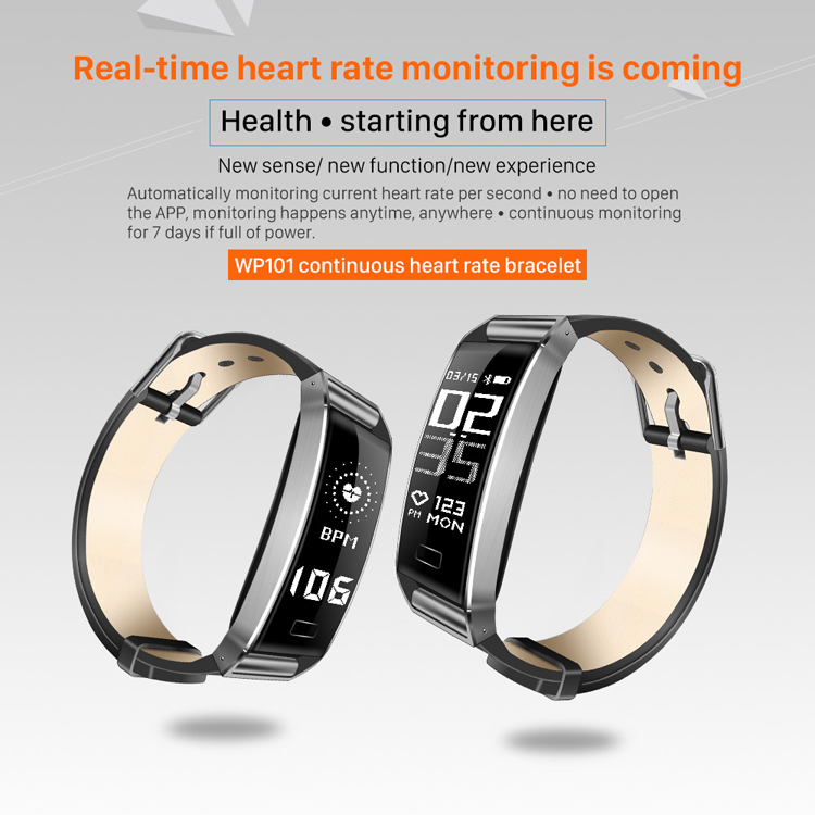 WP101 0.96-inch Screen Real-time Heart Rate Monitor IP67 Smart Wristband - Black-1