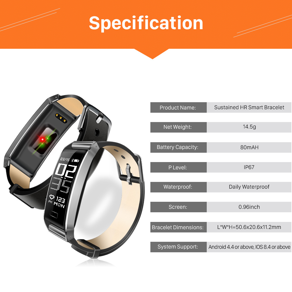 WP101 0.96-inch Screen Real-time Heart Rate Monitor IP67 Smart Wristband - Black-18
