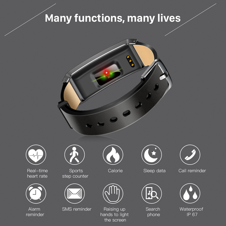 WP101 0.96-inch Screen Real-time Heart Rate Monitor IP67 Smart Wristband - Black-2
