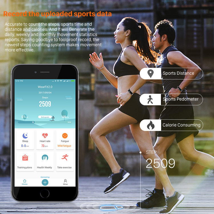 WP101 0.96-inch Screen Real-time Heart Rate Monitor IP67 Smart Wristband - Black-3