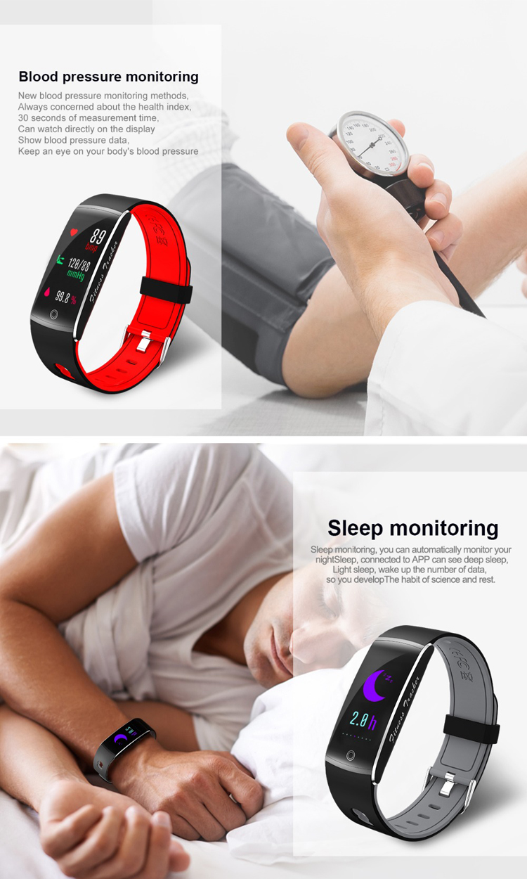 Wristband Astuto Di Bluetooth 4.0 Del Cardiofrequenzimetro Del Sonno Variopinto Di Visualizzazione Di Pollice 0.96 Pollici Per Il Android - Grigio