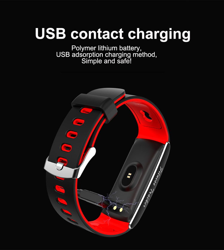 F10 0.96 Pouces Affichage Coloré Sommeil Moniteur De Fréquence Cardiaque Bluetooth 4.0 Bracelet Intelligent Pour Android - Gris