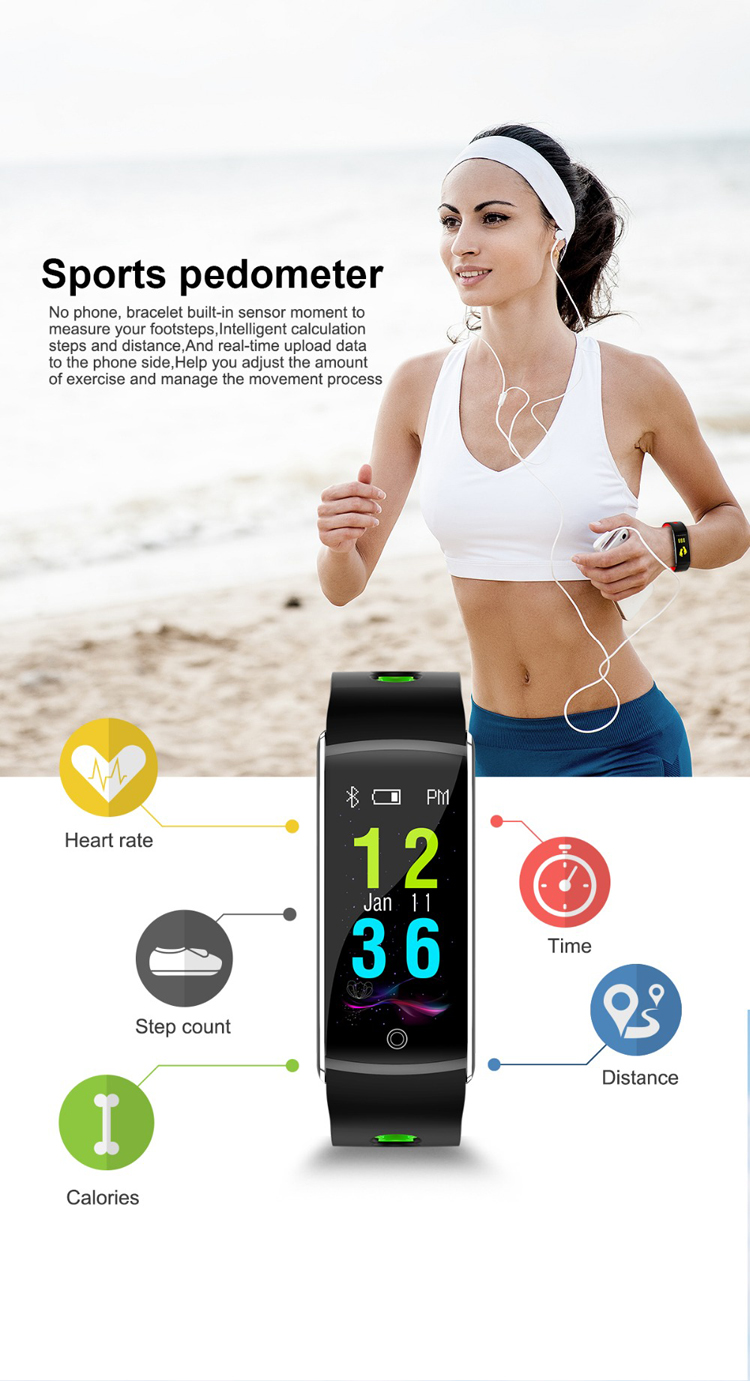 Wristband Astuto Di Bluetooth 4.0 Del Cardiofrequenzimetro Del Sonno Variopinto Di Visualizzazione Di Pollice 0.96 Pollici Per Il Android - Grigio