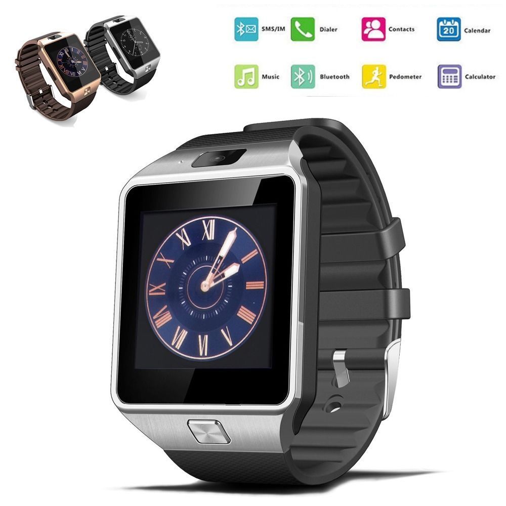 DZ09 Smart Watch Bluetooth Phone GSM SIM Call with Camera - Gold Color / Brown