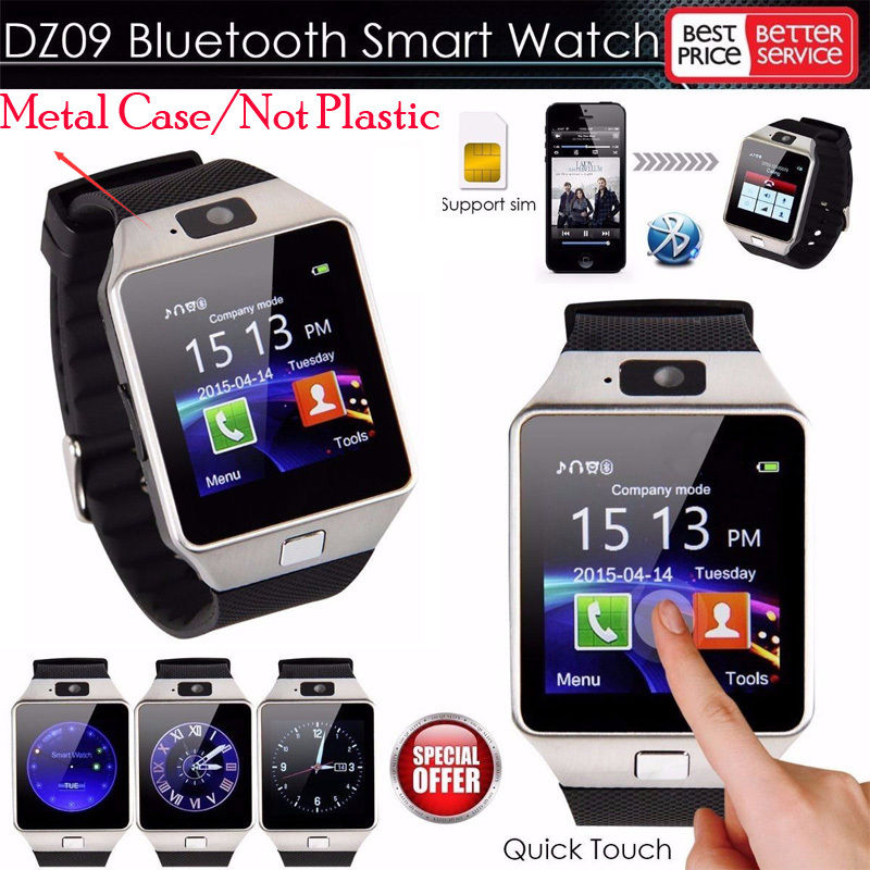 DZ09 Smart Watch Bluetooth Phone GSM SIM Call with Camera - Gold Color / Brown