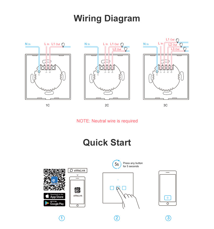 Sonoff T3EU2C-TX 86 Wi-fi Smart Switch App RF433 Пульт Дистанционного Управления Для Alexa Google Home eu Plug - 2 Банда