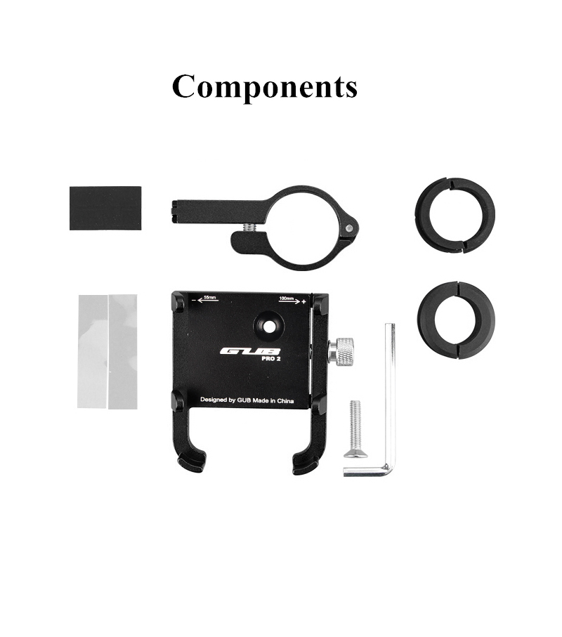 Gub Pro2 55 ~ 100 mm Universal Motorbike Manillar Monte Montaje de Aluminio Aleación Mobile Soporte de Teléfono Móvil - Negro