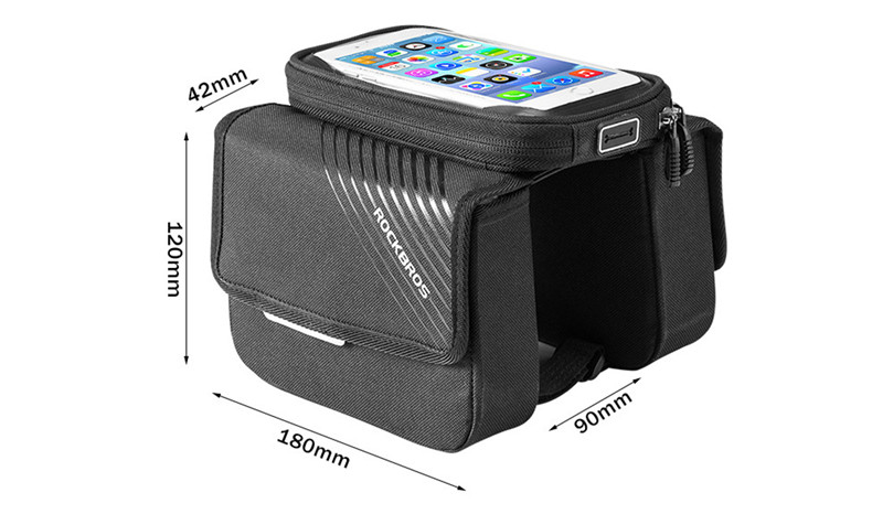 RockBros Bike Frame Bag for 6.0/" Touch Screen Waterproof Mobile Phone Bag Gray