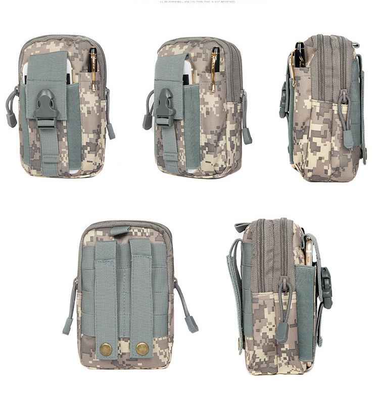 Bolsa de Cintura Bolsa Tática Molle EDC Utilitário Gadget Gadget Campo Caminhando ao ar Livre Holster de Telefone Celular de Engrenagem - Camuflagem Verde