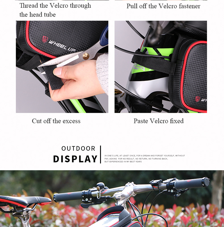 Roue Vers le Haut de 6,2 Pouces en Tissu PU en Fibre de Carbone Grain Tpu Tactile Sac à Vélo de Vélo Étanche Sac de Téléphone - Rouge