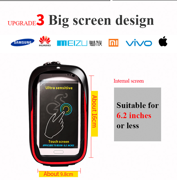 Rueda Hacia Arriba de 6.2 Pulgadas pu Fabor Fiber Grain Tpu Touch Screen Bag Bags Impermeable Bolsa de Teléfono - Rojo