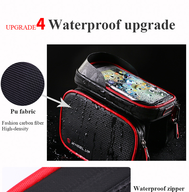 Rueda Hacia Arriba de 6.2 Pulgadas pu Fabor Fiber Grain Tpu Touch Screen Bag Bags Impermeable Bolsa de Teléfono - Rojo