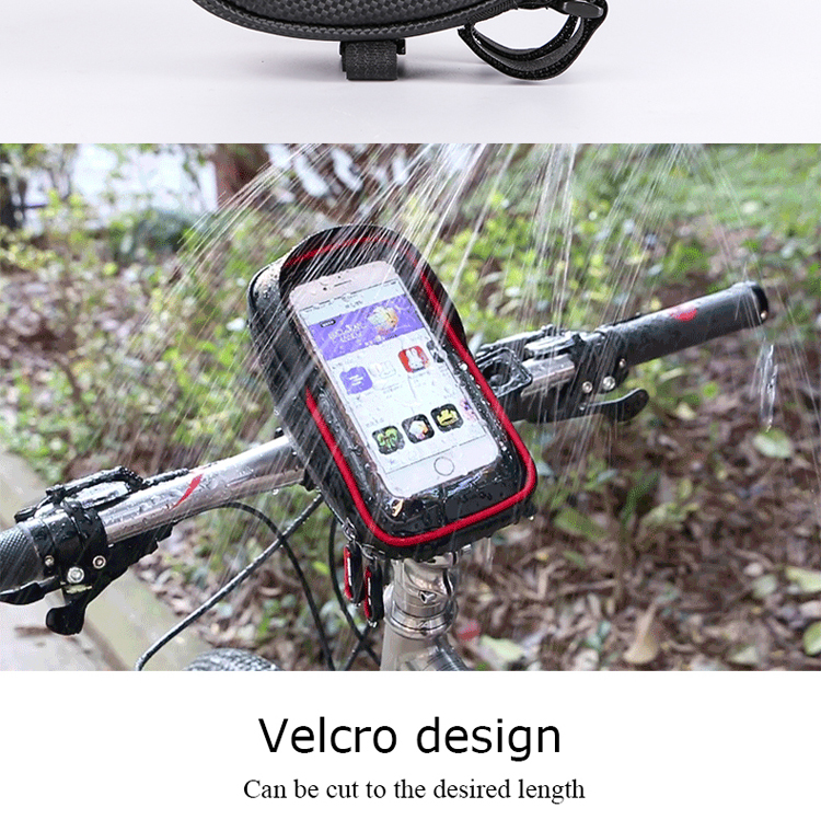 Rueda Hacia Arriba Impermeable Mtb Bicicleta Con el Marco Del Tubo Superior Manillar de 6 Pulgadas Bolsas de Teléfono Móvil Bolsas de Bicicleta Bolsas de Ciclismo en Bicicleta - Negro