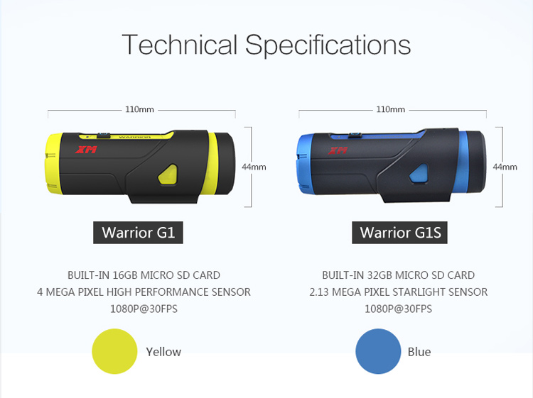 Buy XM Warrior G1 16GB Full HD 1080P Sports Action Camera 165° FOV with