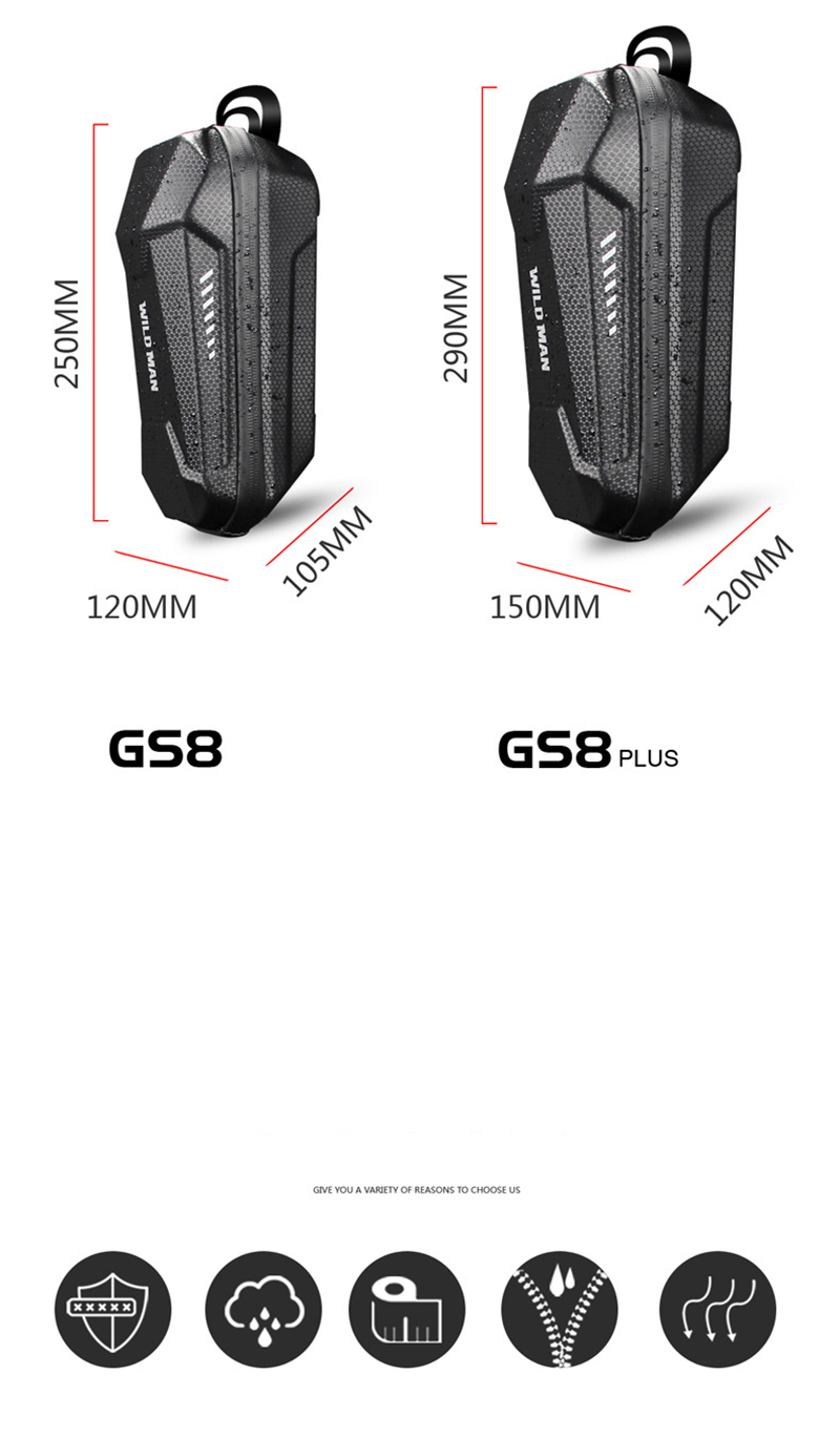 Homme Sauvage GS8 Universal Scooter Électrique Sac À Tête De Scooter Eva Sac À Coque Dur Eva Pour Xiaomi Mijia M365 Scooter Électrique - 2l