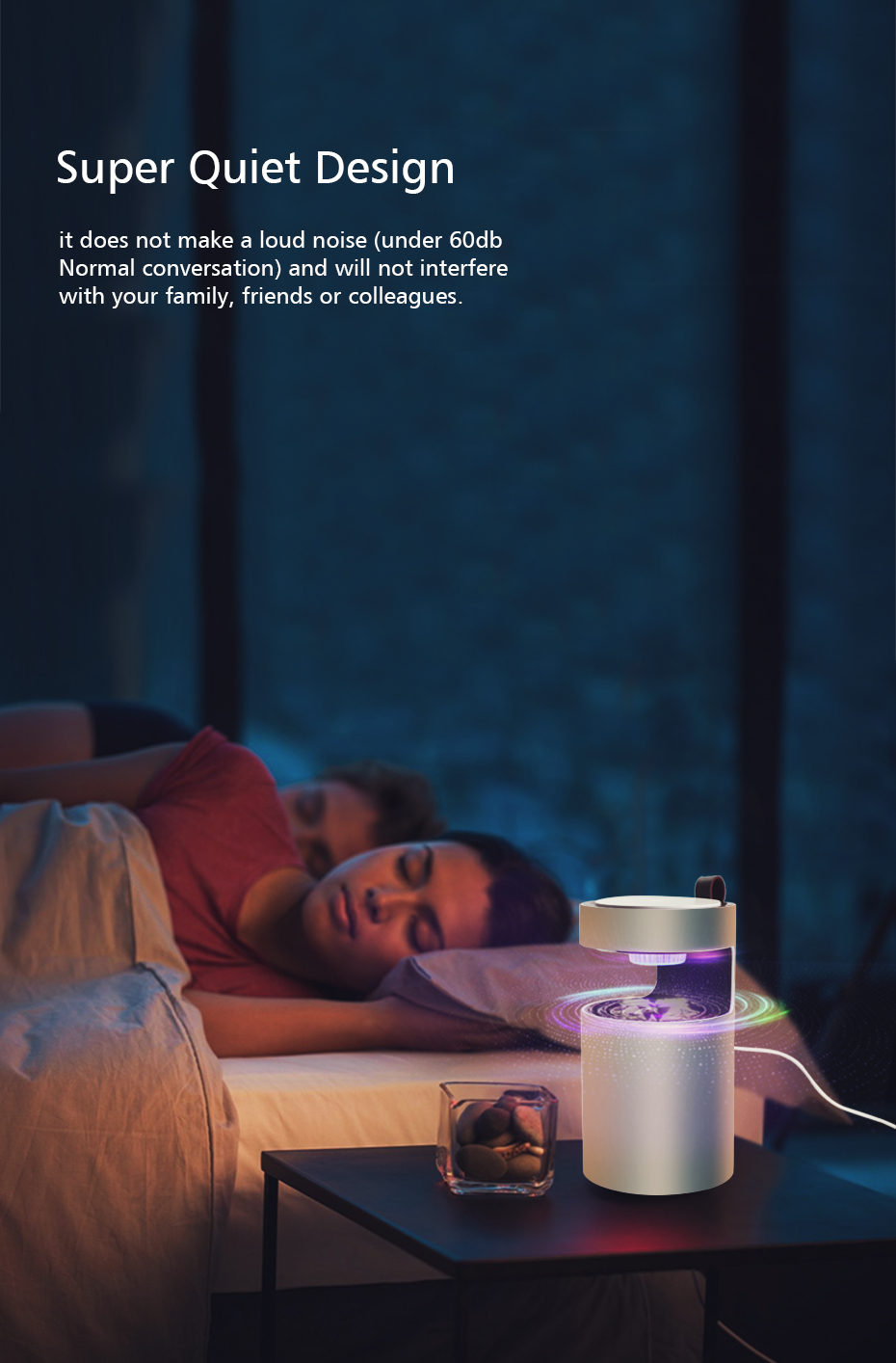 M1 Mosquito Killing Lamp Low Bruit USB Charging LED Mosquito Killer Photocatalytic Anti Mosquito Light - Blanche