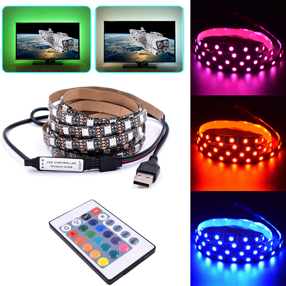 LED LED 5050 RGB IP65 Étanche à la Bande LED à Alimentation Alimentée USB Rétroéclairage + Télécommande Pour la Maison de Chambre à Coucher Décoration Extérieure - 1m