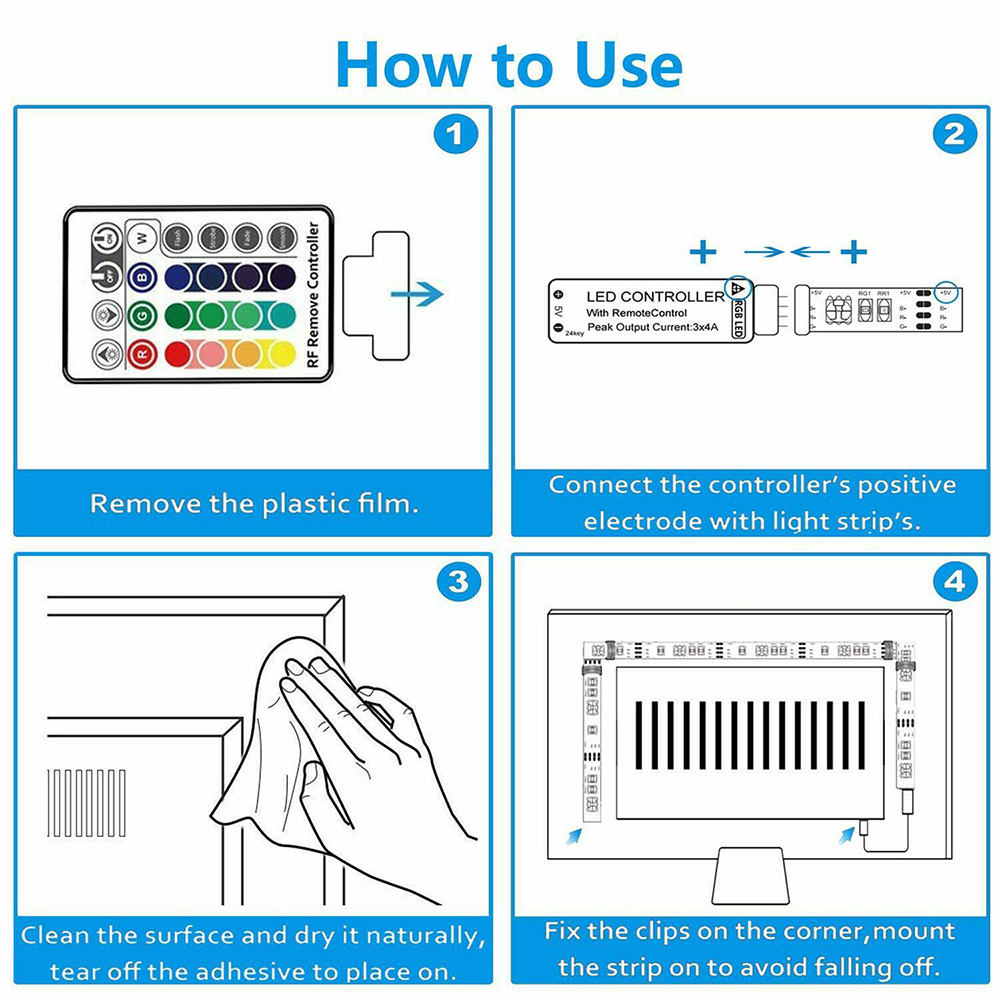 LED LED 5050 RGB IP65 Étanche à la Bande LED à Alimentation Alimentée USB Rétroéclairage + Télécommande Pour la Maison de Chambre à Coucher Décoration Extérieure - 1m