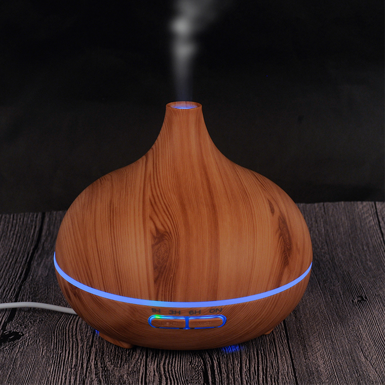 Portable à 7 Couleurs LED Aroma Arôme Diffuseur D'huile 300 ml Aromathérapie à Grains Humidificateur D'air - le Noir / Bouchon ue