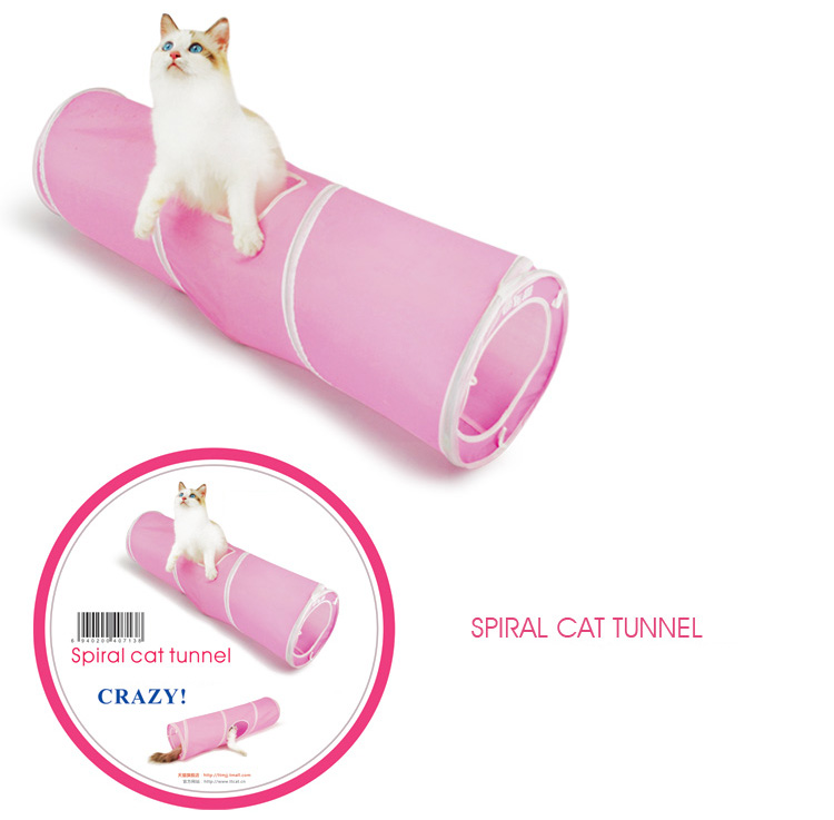 Foldable Cat Polyester Tunnel Pet Tube Discipline Toy, Length: 90cm - Pink-1