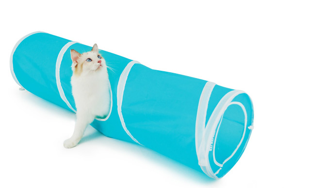 Cat Polyester Foldable Tunnel Cat Playing Toy, Length: 90cm - Blue-1