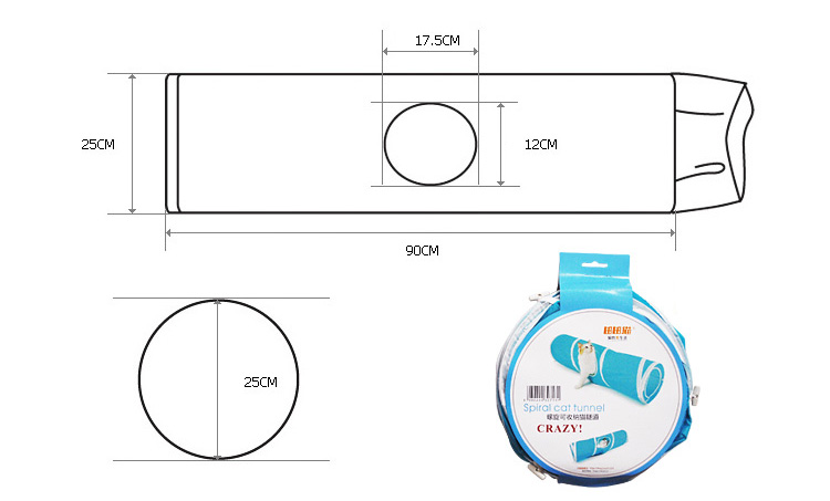 Cat Polyester Foldable Tunnel Cat Playing Toy, Length: 90cm - Blue-3