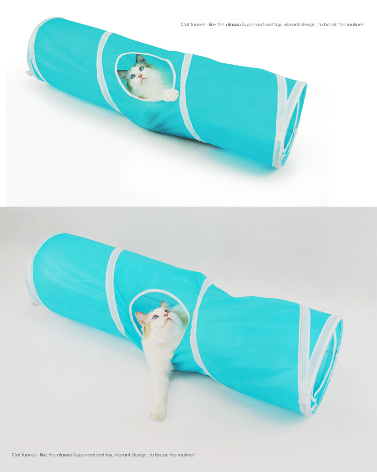 Cat Polyester Foldable Tunnel Cat Playing Toy, Length: 90cm - Blue-4