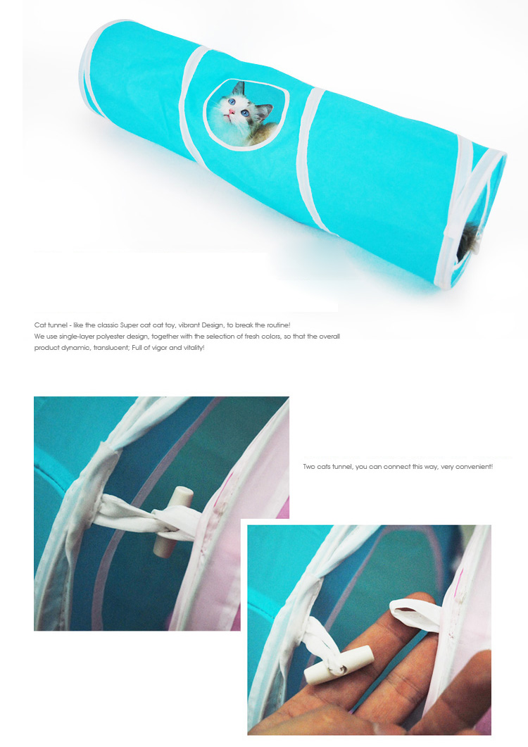 Cat Polyester Foldable Tunnel Cat Playing Toy, Length: 90cm - Blue-7