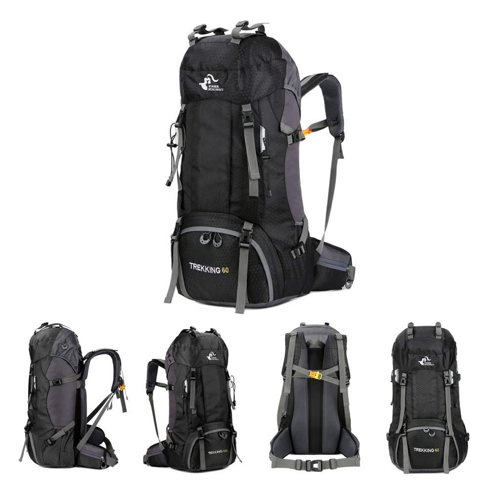 FREEDOM KNIGHT 60L Large Capacity Travel Hiking Camping Outdoor Backpack - Black-3