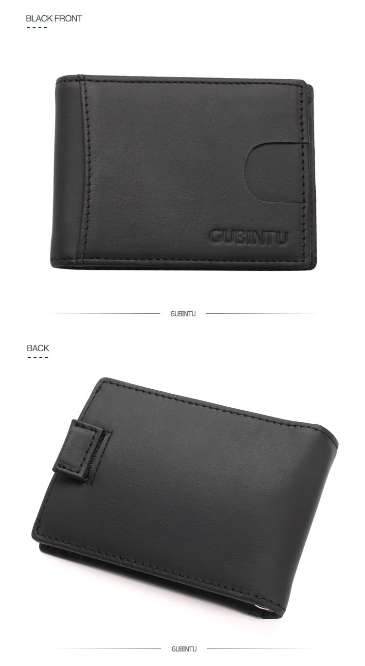 Gubintu Antift Credit Card Carte Solder Geatin Leather Anti Magnétique RFID Money Clip Pour Hommes - le Noir