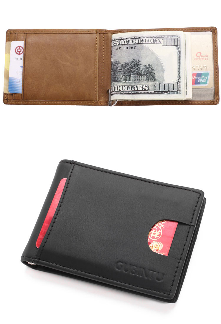 Gubintu Antift Credit Card Carte Solder Geatin Leather Anti Magnétique RFID Money Clip Pour Hommes - le Noir