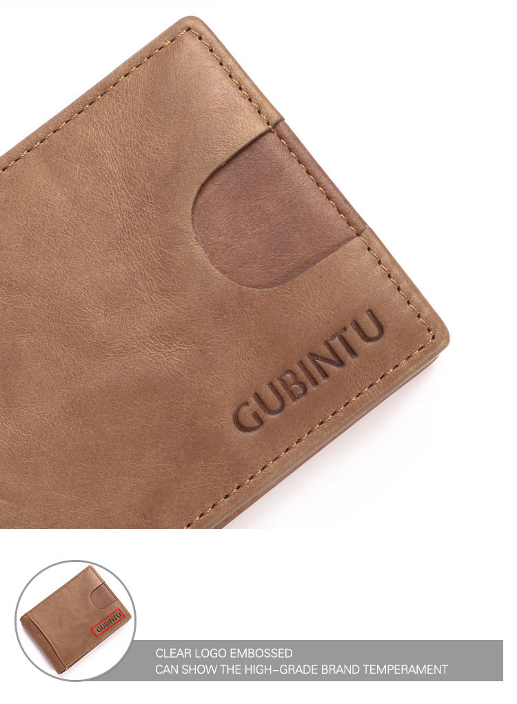 Gubintu Antift Credit Card Carte Solder Geatin Leather Anti Magnétique RFID Money Clip Pour Hommes - le Noir