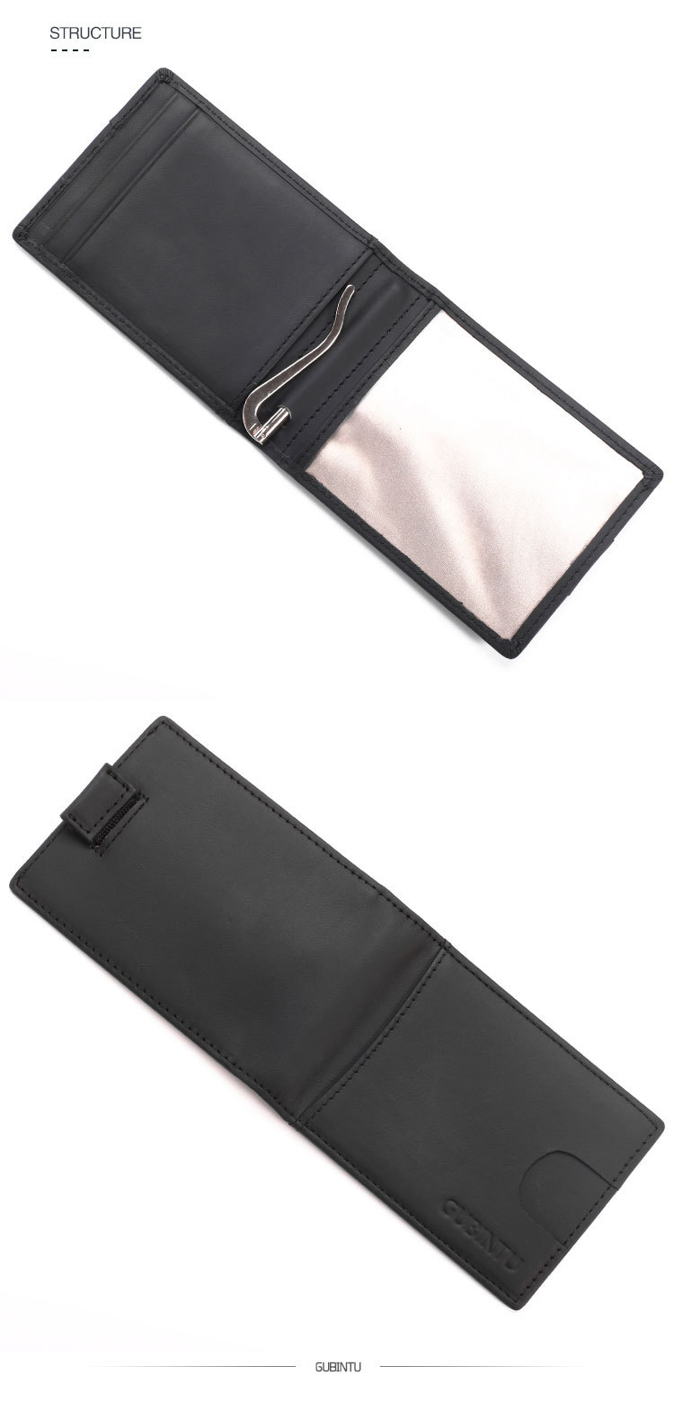 Gubintu Anti-diebstahl-kreditkartenhalter Echtes Leder Anti-magnetic RFID Money Clip Für Männer - Schwarz