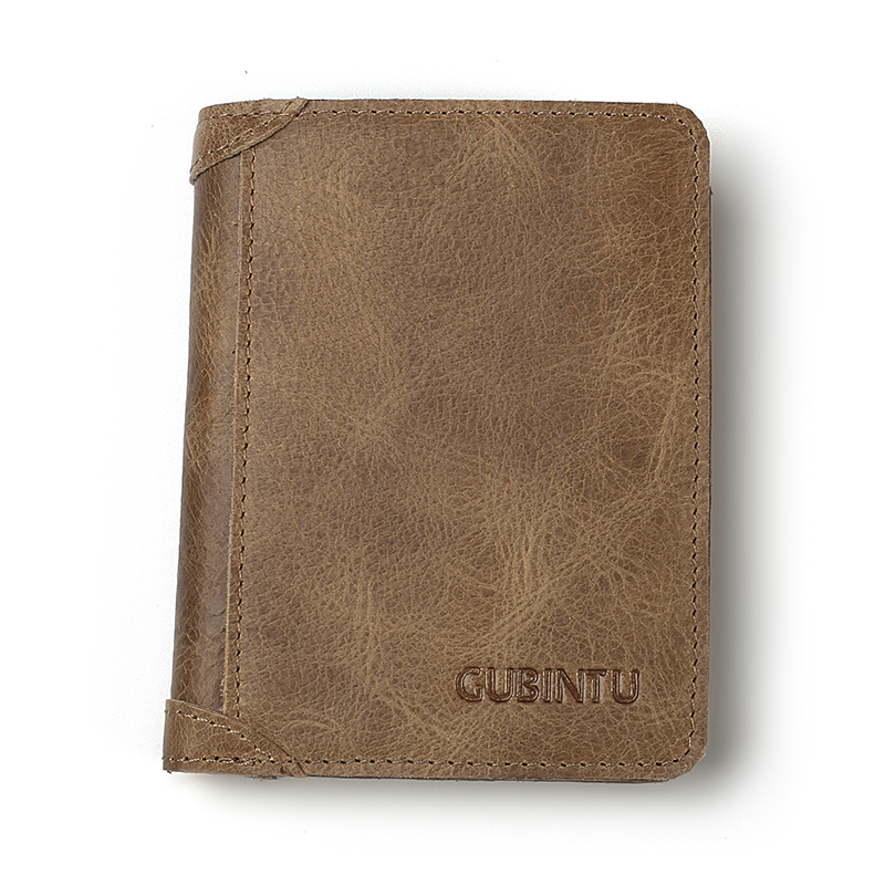 RFID Men's Wallet Leather Coin Purse Bag Card Holder Bag - Light Brown-1