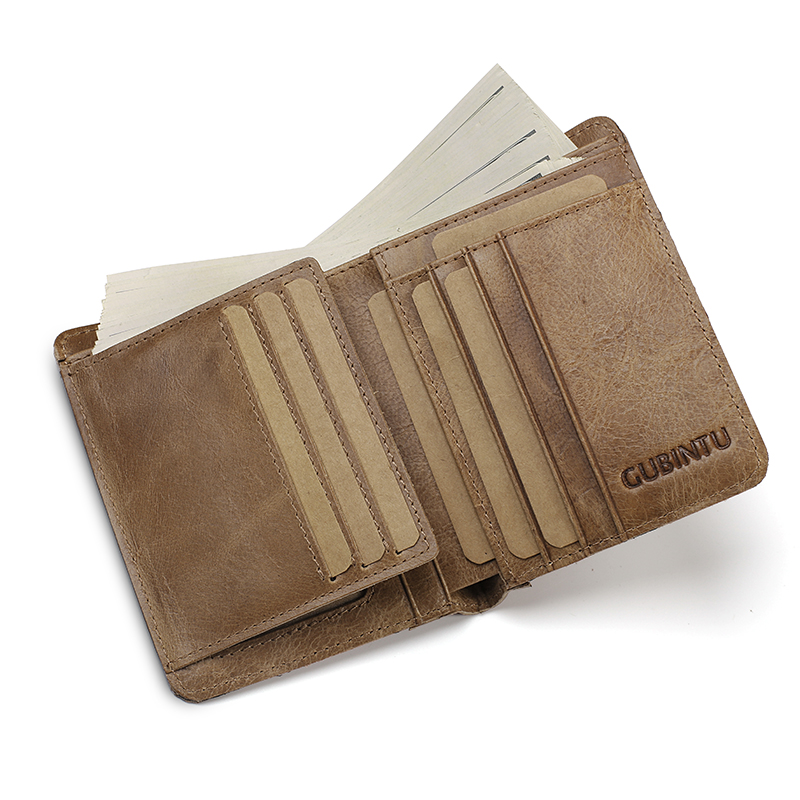 RFID Men's Wallet Leather Coin Purse Bag Card Holder Bag - Light Brown-10