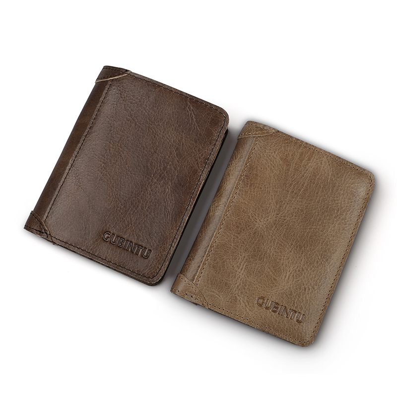 RFID Men's Wallet Leather Coin Purse Bag Card Holder Bag - Light Brown-15