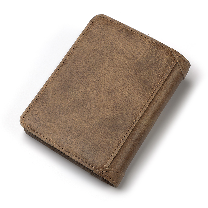 RFID Men's Wallet Leather Coin Purse Bag Card Holder Bag - Light Brown-3