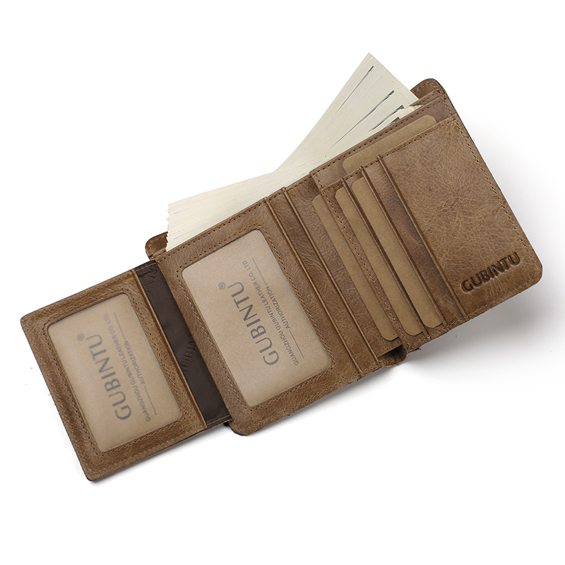 RFID Men's Wallet Leather Coin Purse Bag Card Holder Bag - Light Brown-6