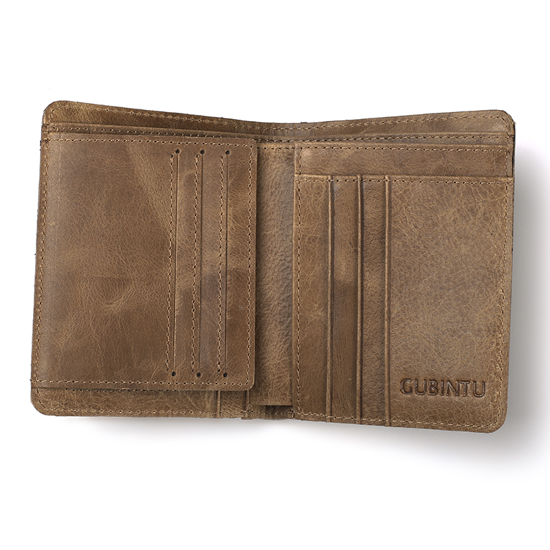 RFID Men's Wallet Leather Coin Purse Bag Card Holder Bag - Light Brown-7