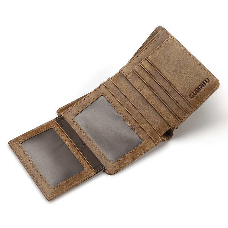 RFID Men's Wallet Leather Coin Purse Bag Card Holder Bag - Light Brown-8