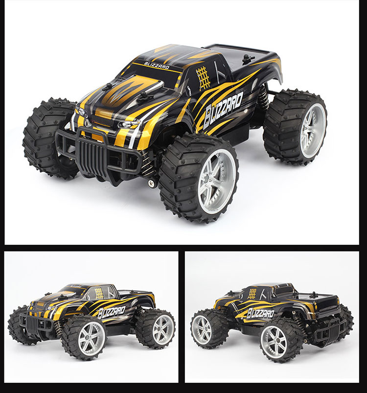 1/16 Escala de 2,4 Ghz de Tração Nas Quatro Rodas de Tração de Alta Velocidade Carro de Controle Remoto Off-road de Veículos - Preto + Vermelho / Plugue da ue