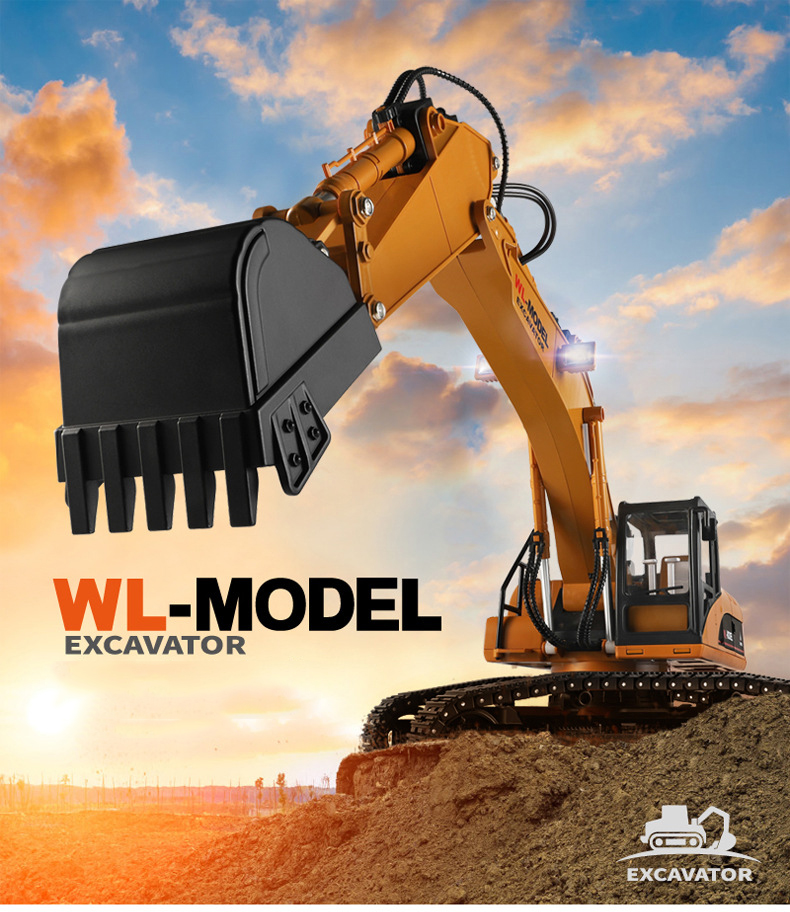 Wltoys WL- 16800 Electri Lega 1: 16 2,4 g Digger di Simulazione di Scavatore RC Con Fumo Leggero a LED