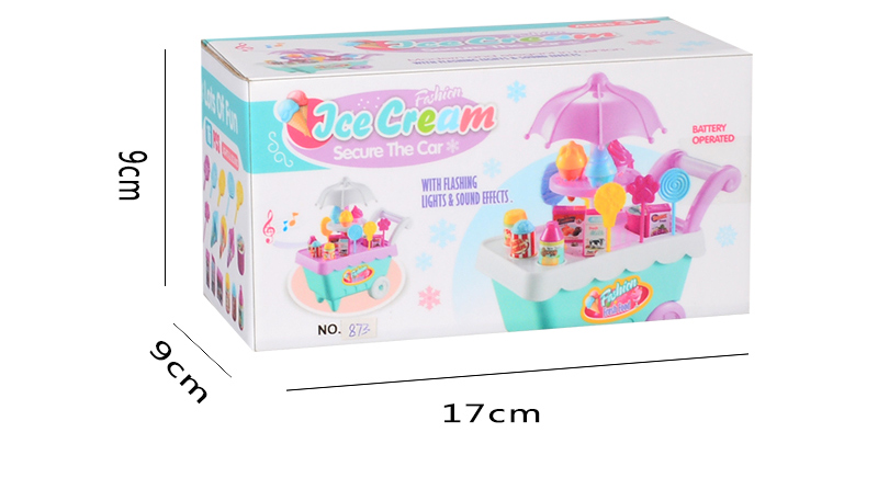 19pcs / Set Simulation Candy Ice Cream Cart Play Set Kinder Pädagogische Spielzeug Mit Licht Und Musik - Zufällige Farbe