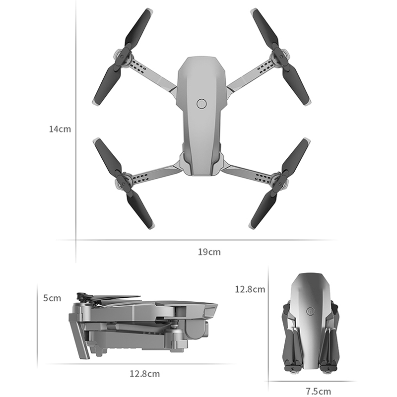 E68 Mini Dron RC Plegable Con 720p / 200W HD Camera Wifi Altura Modo de Retención Quadcopter Toy