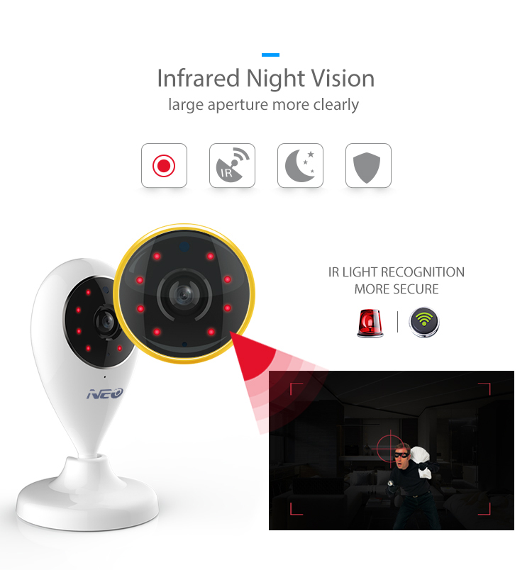 NEO WiFi Indoor IP Intelligent Wireless Mini Camera Home Security Camera  Surveillance System - EU Plug / White Wholesale