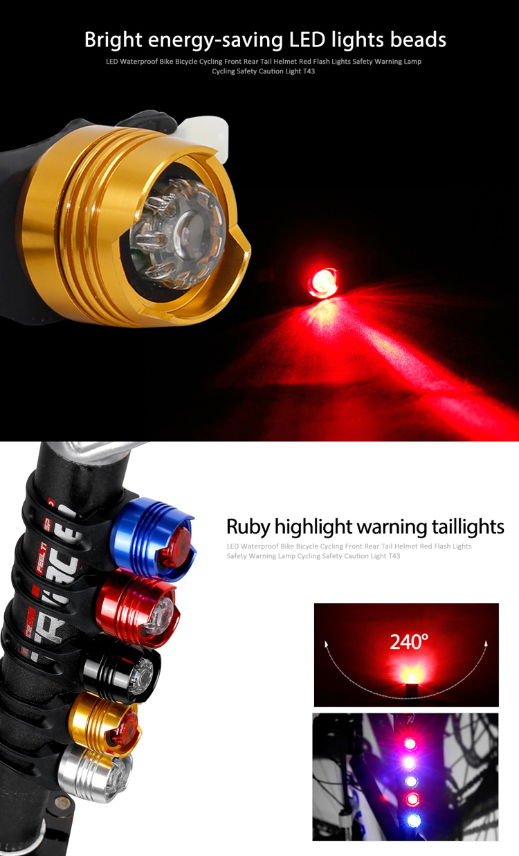 LED Impermeabile Bike Bicycle Bicycling Lights Safety Avvertimento Lampada Da Ciclismo Sicurezza Sicurezza ATTENZIONE ATTENZIONE T42 - Giallo / Luce Rossa