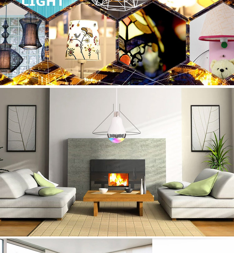 E27 3W Bluetooth Smart LED Light Bulb with Speaker for Home Office-10