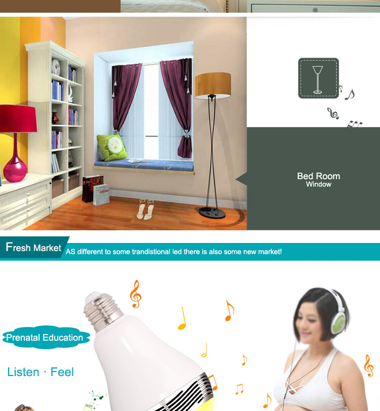 E27 3W Bluetooth Smart LED Light Bulb with Speaker for Home Office-13