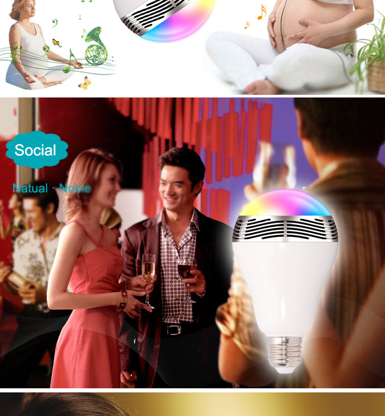 E27 3W Bluetooth Smart LED Light Bulb with Speaker for Home Office-14