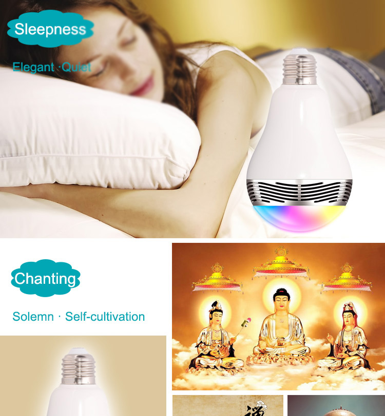 E27 3W Bluetooth Smart LED Light Bulb with Speaker for Home Office-15